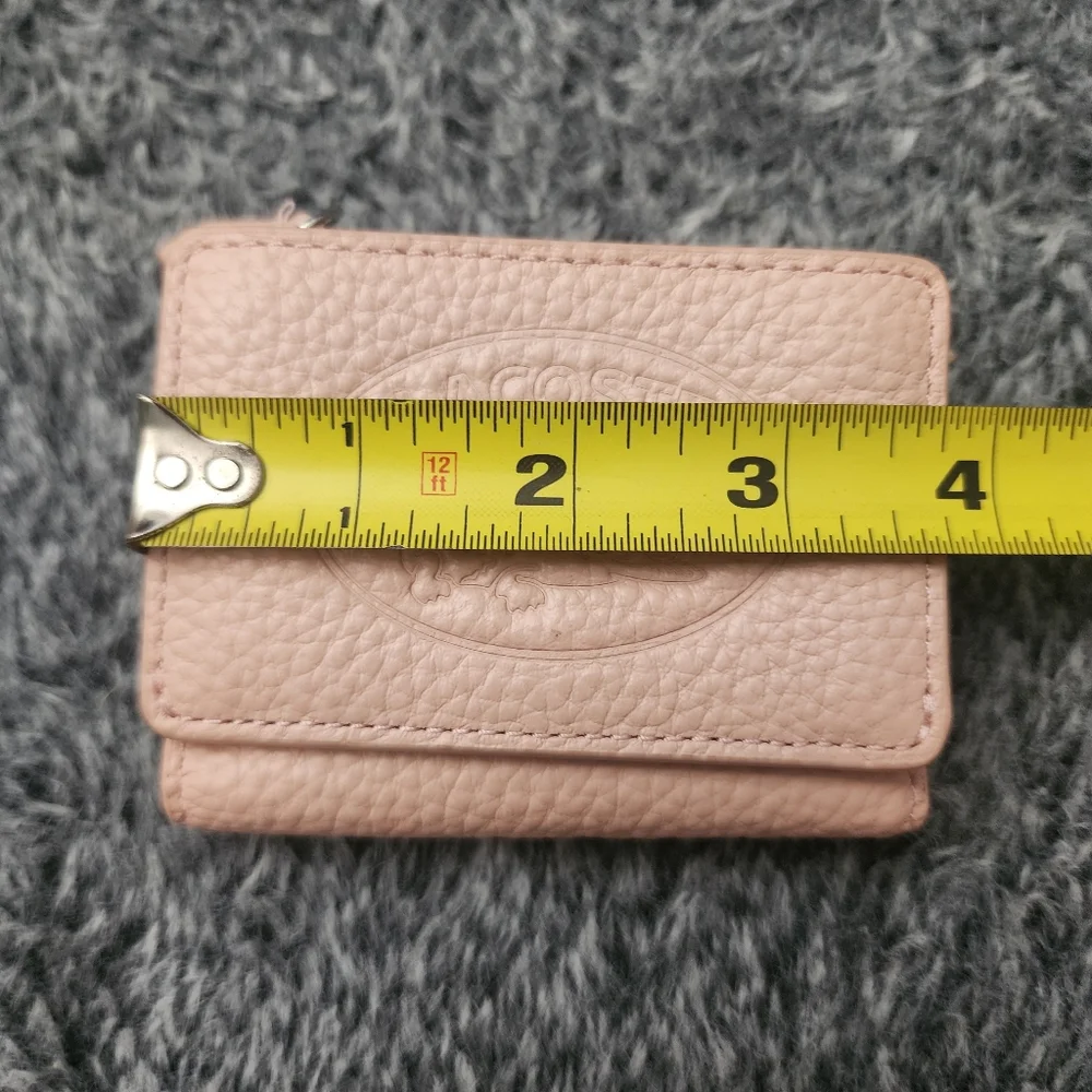 Lacoste mini wallet light pink leather compact tri-fold